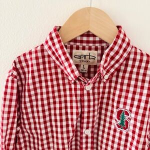Stanford University Garb Long Sleeve Boys Button Down Shirt - Gingham Red